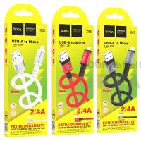 Кабель USB to Micro HOCO X85 Strength, 1m, 2.4A,  красный