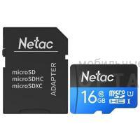 Карта памяти 16 Гб MicroSD Netac  P500  Standard  U1/Class 10  (90 Mb/s) + SD адаптер